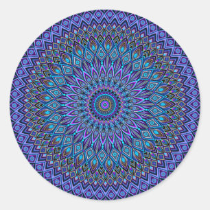 Adesivo Mandala Boho Blue Tea Purple Peacock Dourado Preto