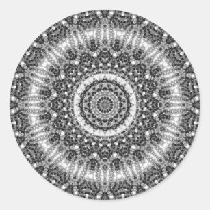 Adesivo Mandala caleidoscópio branco e preto