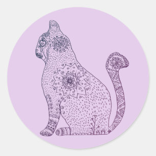 Adesivo Mandala Cat Classic Round Sticker, brilhante