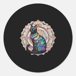 Adesivo Mandala Cat Intricate Boho Zen Design Sticker