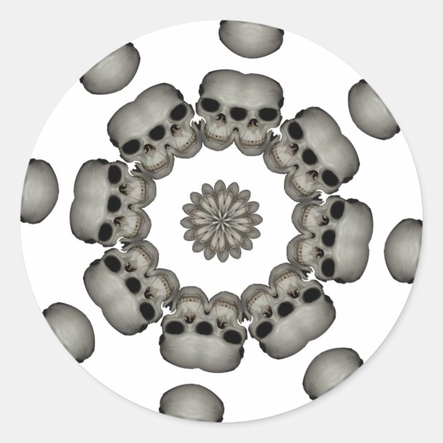 Adesivo Mandala de Crânio Humano Sinistro (Frente)