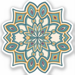 Adesivo Mandala de Flor de Azul-petróleo