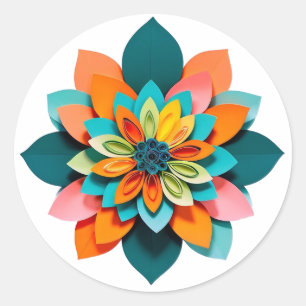 Adesivo Mandala de Flor de Quilling de Papel Vibrante