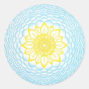 Adesivo Mandala de geométrico amarelo azul da proteção