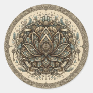 Adesivo Mandala de Lótus Sagrado Arte Espiritual Vintage