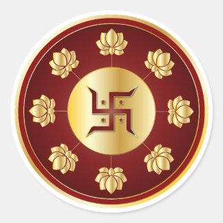 Adesivo Mandalá de Lótus Swastik Dourado