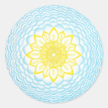 Mandala de Proteção Amarelo Azul Geométrico