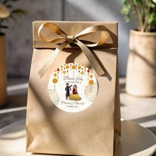 Adesivo Mandala decor dançando casal indiano mehndi sangee