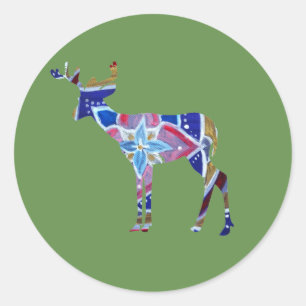 Adesivo Mandala deer Classic Round Sticker, Glossy