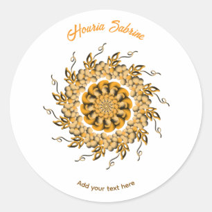 Adesivo Mandala Doodle Floral Laranja Blush 3D Moderno