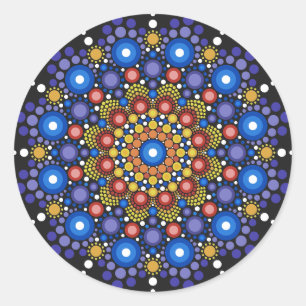 Adesivo Mandala Dot Fractal Retro Hippie Pontos Trippy