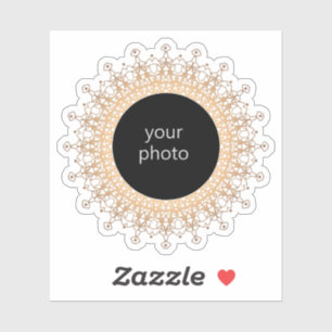 Adesivo Mandala Dourado com foto, sua foto, ouro,