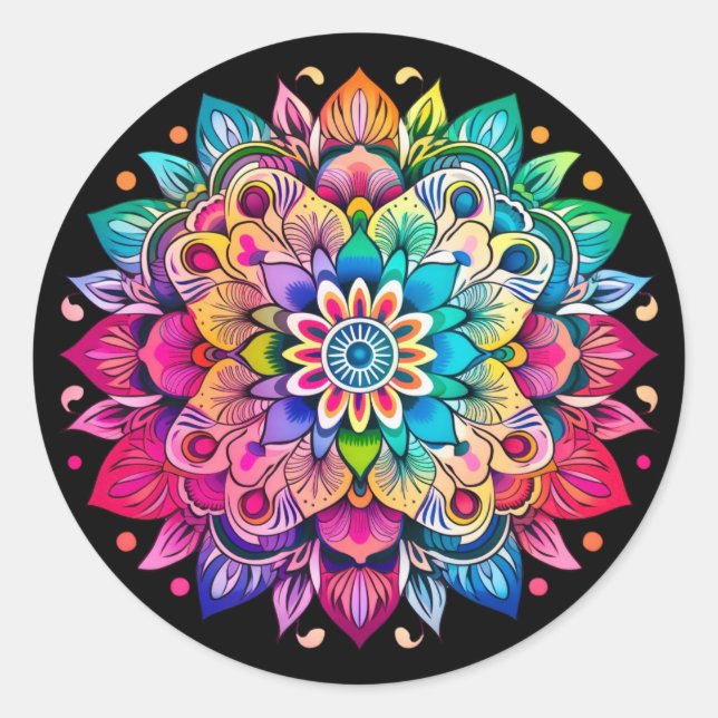Adesivo Mandala Flor / Desenho de Arco-íris  (Frente)