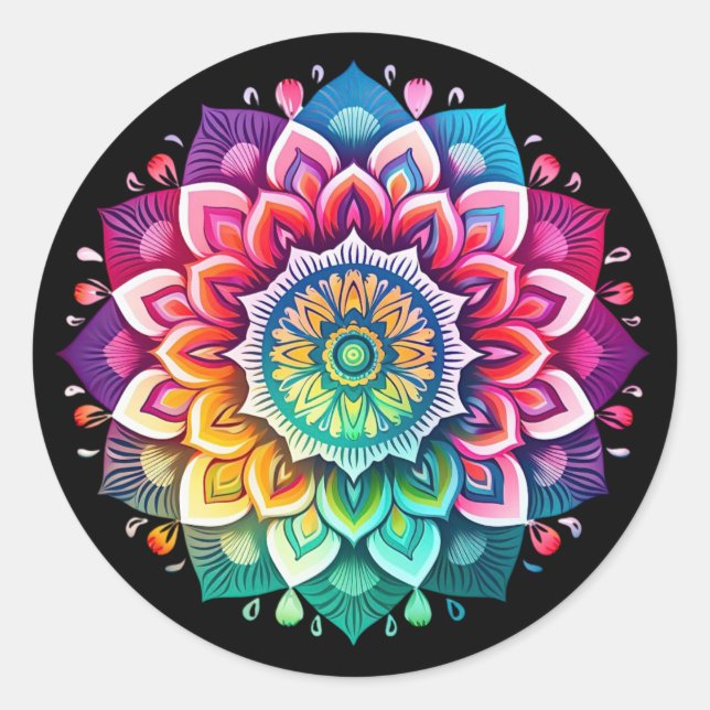 Adesivo Mandala Flor / Desenho de Arco-íris (Frente)