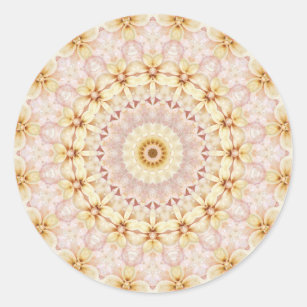 Adesivo Mandala Floral Cor-de-rosa e amarelo Caleidoscópio