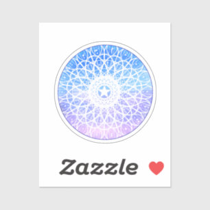 Adesivo Mandala Floral Do Espaço Puro, Branco E Azul