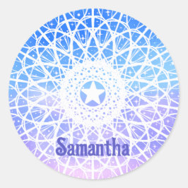 Adesivo Mandala Floral Do Espaço Puro, Branco E Azul