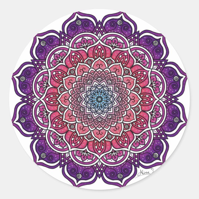 Adesivo Mandala Floral Rosa Púrpura (Frente)