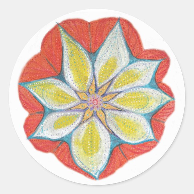 Adesivo Mandala Flower Classker Round Sticker, Glossy (Frente)