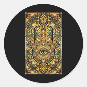 Adesivo Mandala Hamsa Mão Vidro Manchado Espiritual Medita