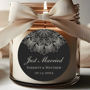 Adesivo Mandala Indiano Boho Preto Casado Recém-Casados Ca