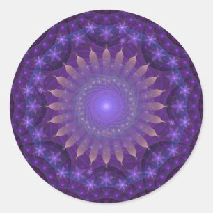 Adesivo Mandala intrincada   do Fractal roxo, azul,