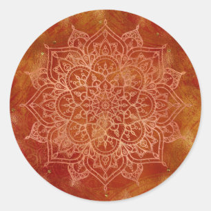 Adesivo Mandala Laranja e Glamour Dourado Chic Moderno