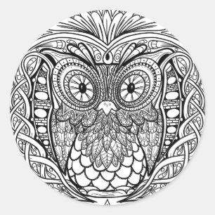 Adesivo Mandala Owl Black and White