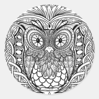 Adesivo Mandala Owl Black and White