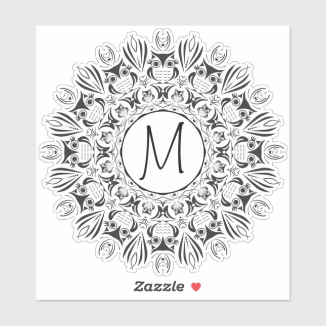 Adesivo Mandala Owl Clear Round Monographic Sticker (Folha)