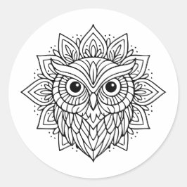 Adesivo Mandala Owl Head Line Art