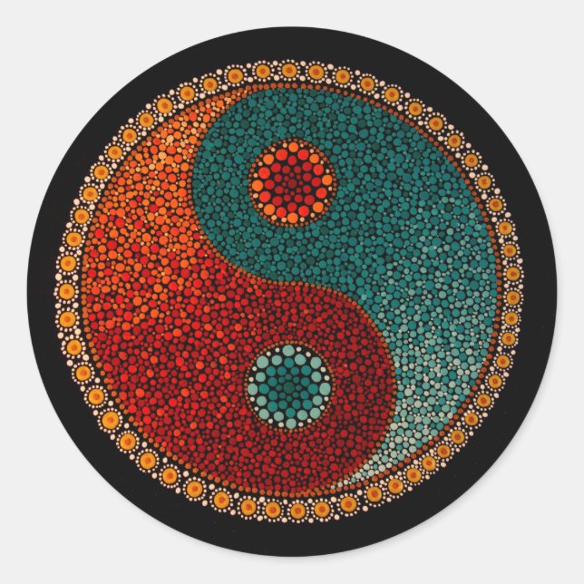 Adesivo Mandala pintado mão de Yin Yang (Frente)