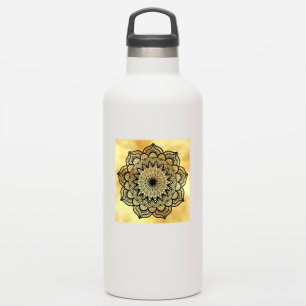 Adesivo Mandala Preto em Fundo Dourado Suave