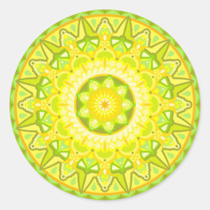 Adesivo Mandalá Primavera Verde Amarelo Floral Estético Bo