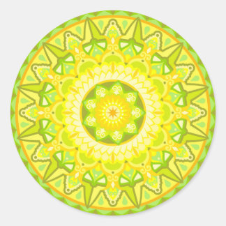 Adesivo Mandalá Primavera Verde Amarelo Floral Estético Bo