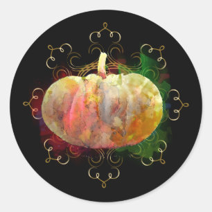 Adesivo Mandala Pumpkin Watercolor Damask Fall Season