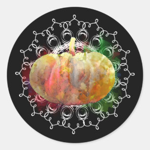 Adesivo Mandala Pumpkin Watercolor Damask Fall Season