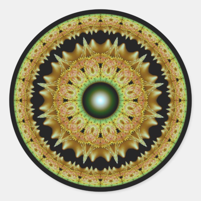 Adesivo Mandala redonda fractal do ouro (Frente)