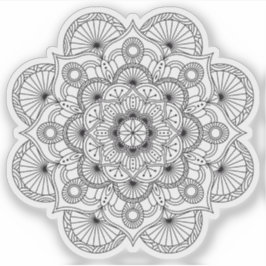 Adesivo Mandala Retro desenhado manualmente preto e branco