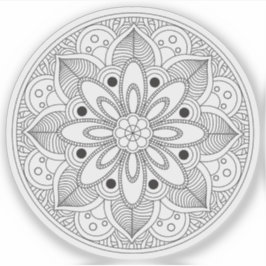 Adesivo Mandala Retro desenhado manualmente preto e branco