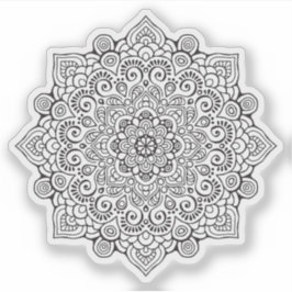 Adesivo Mandala Retro desenhado manualmente preto e branco
