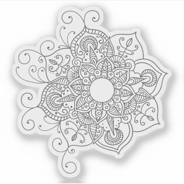 Adesivo Mandala Retro-hand desenhada tatuagem de henna (Frente)
