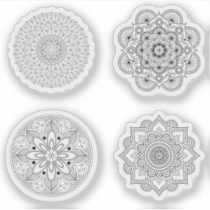 Adesivo Mandala Retro hand henna tatuagem definida 4x