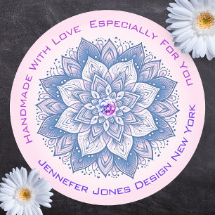 Adesivo Mandala Rhinestone Pastel rosa e azul feitos à mão