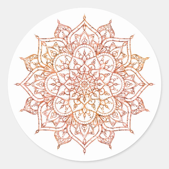 Adesivo Mandala Rosa e Laranja em Glam Branco (Frente)