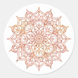 Adesivo Mandala Rosa e Laranja no Glama Branco