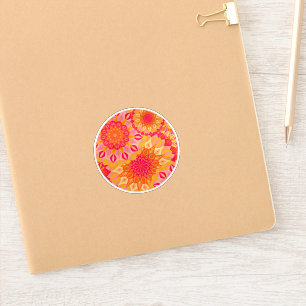 Adesivo Mandala Sobreposta Laranja Rosa Amarelo
