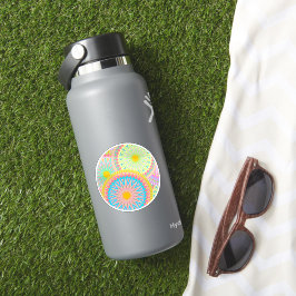 Adesivo Mandala Sobreposta Rosa Azul Amarelo Verde-Menta R