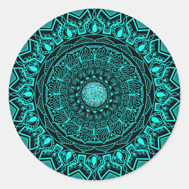 Adesivo mandala turquesa elegante (Frente)