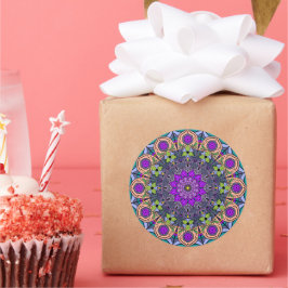 Adesivo Mandala Violet Peach 12 Petals Salmão Rosa Verde